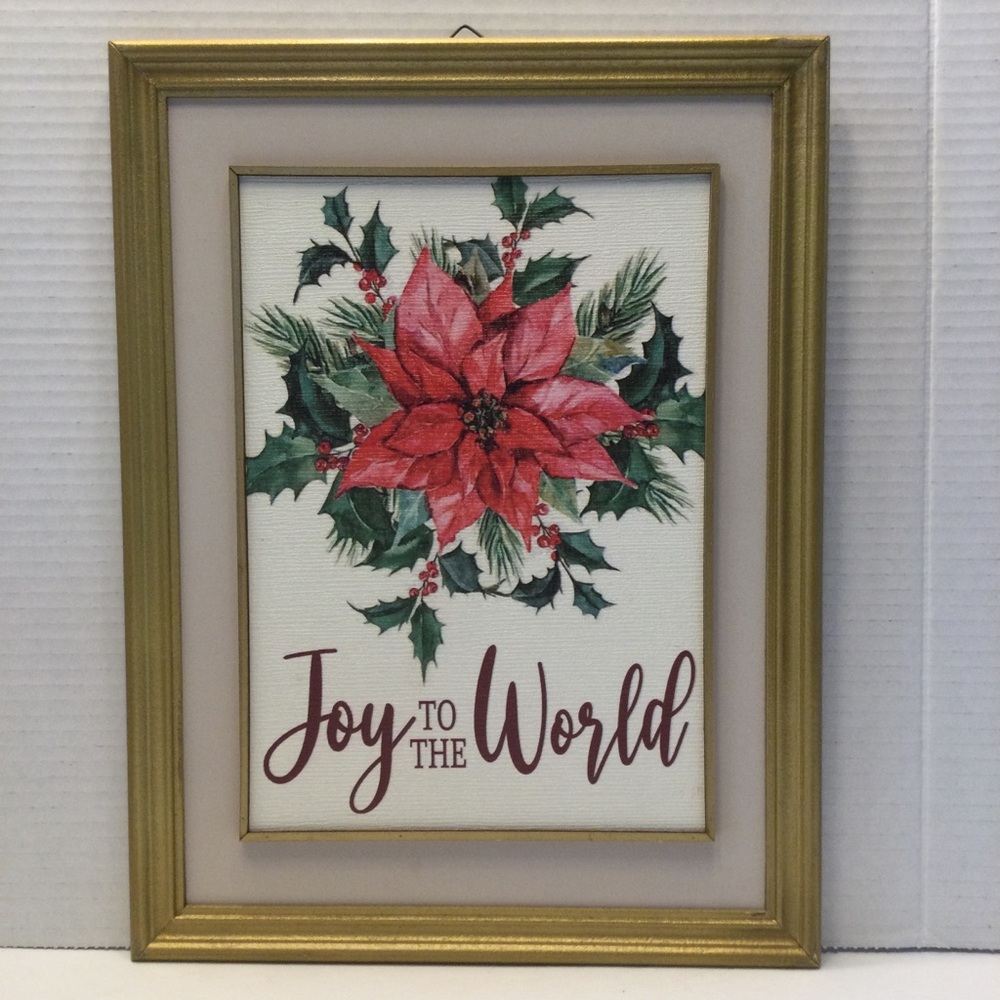 Ashland Joy to the World Holiday Wall Art with Gold Frame NWT